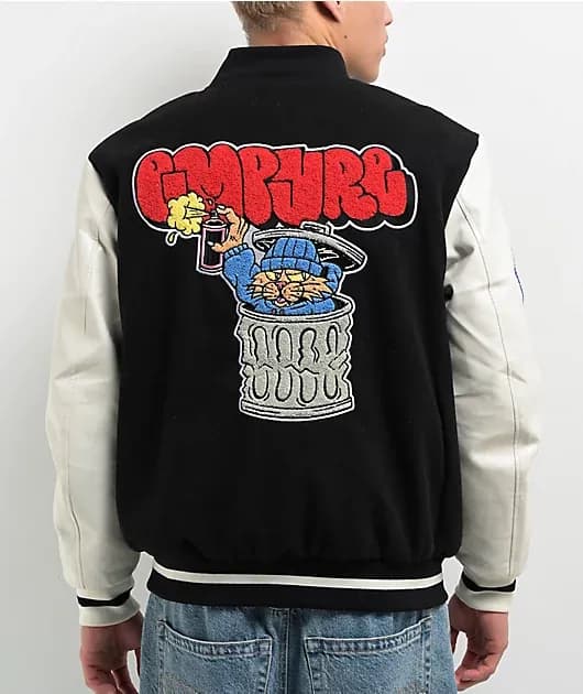 Cat A Tat Black Cream Varsity Jacket — image 1 of 1