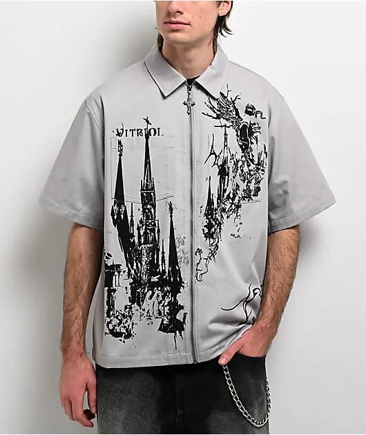 Channel Grey Zip Work Shirt — image 1 of 1