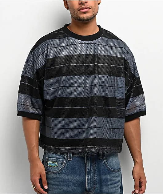 Charlie Brown Black Boxy Crop Football Jersey — image 1 of 1