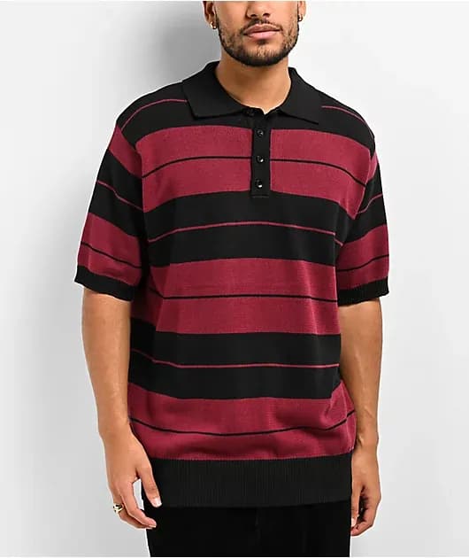 Charlie Brown Black Burgundy Polo Shirt — image 1 of 1