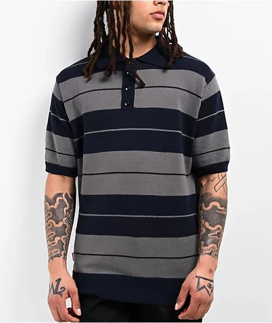 Charlie Brown Navy Blue Grey Polo Shirt — image 1 of 1