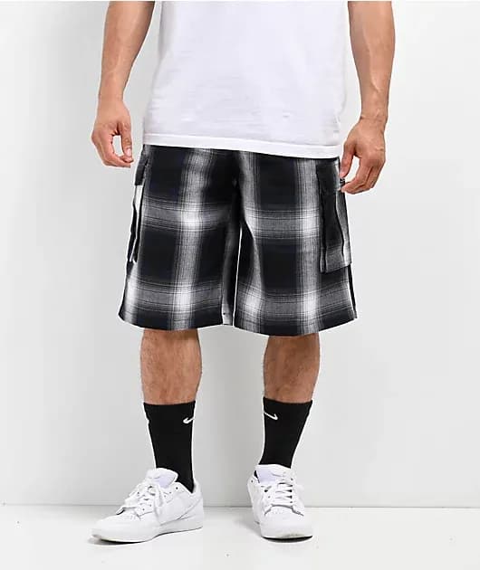 Checker Blue Cargo Shorts — image 1 of 1