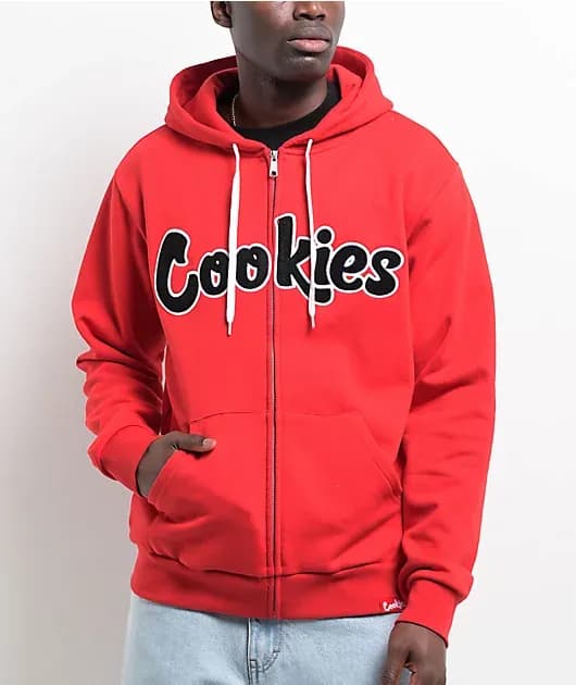 Chenille Red Zip Hoodie — image 1 of 1