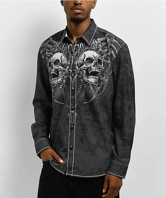 Collapse Grey Long Sleeve Button Up Shirt — image 1 of 1