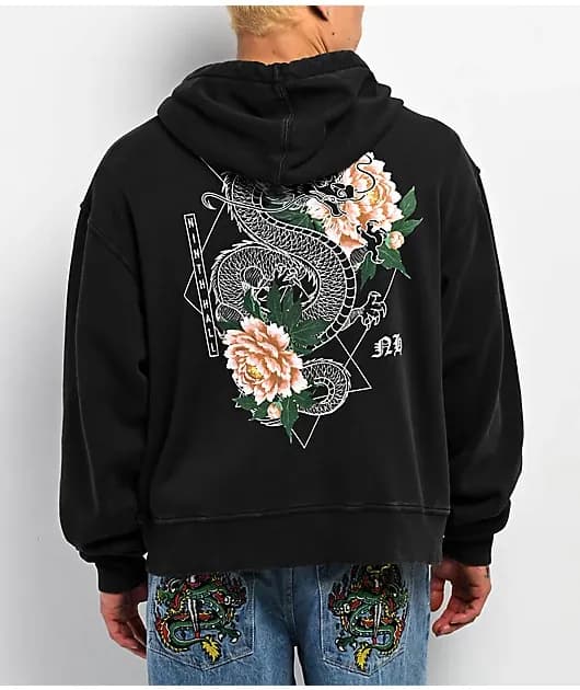 Comic Hero Black Wash Zip Hoodie — image 1 of 1