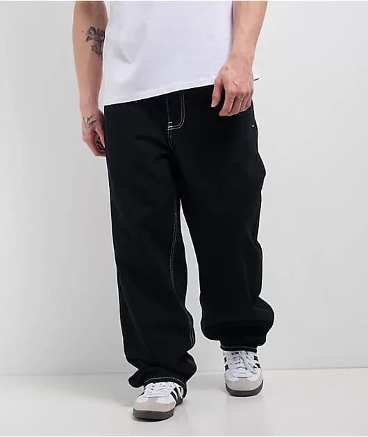Contrast Black Loose Fit Skate Jeans — image 1 of 1