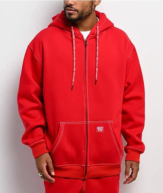 Contrast Red Zip Hoodie — image 1 of 1