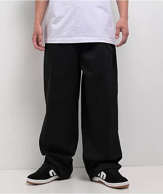 Cool Black Ultra Wide Skate Chino Pants — image 1 of 1