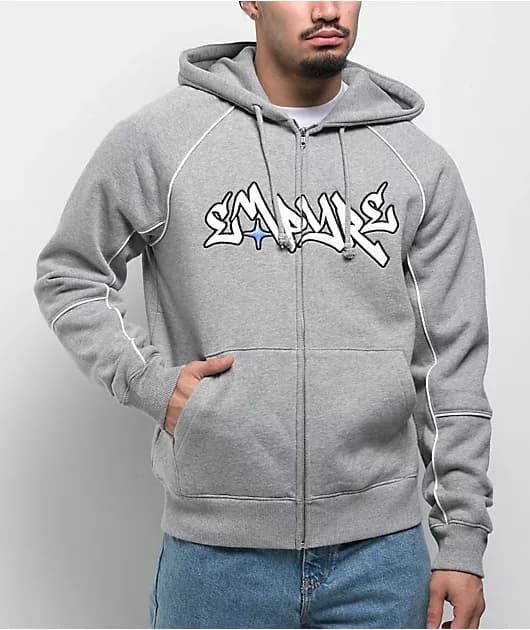 Corded Grey Zip Hoodie — image 1 of 1