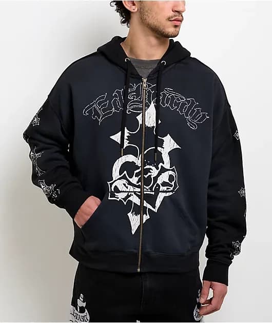 Crosses Sunfade Black Zip Hoodie — image 1 of 1
