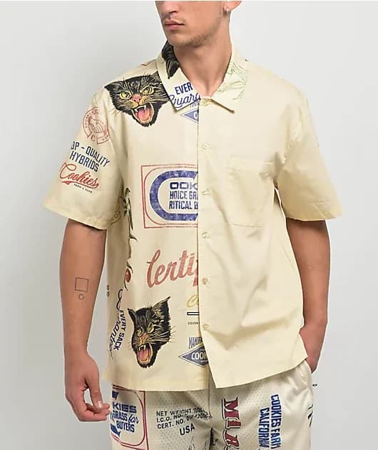 Cuban Link Beige Button Up Shirt — image 1 of 1