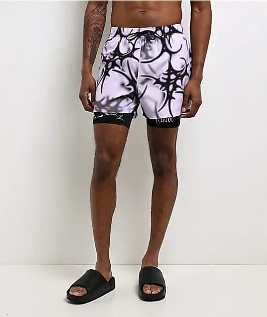 Cyber White Black Board Shorts — image 1 of 1