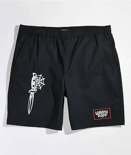 Dagger Black Elastic Waist Shorts — image 1 of 1