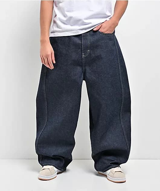 Dark Blue Baggy Barrel Jeans — image 1 of 1