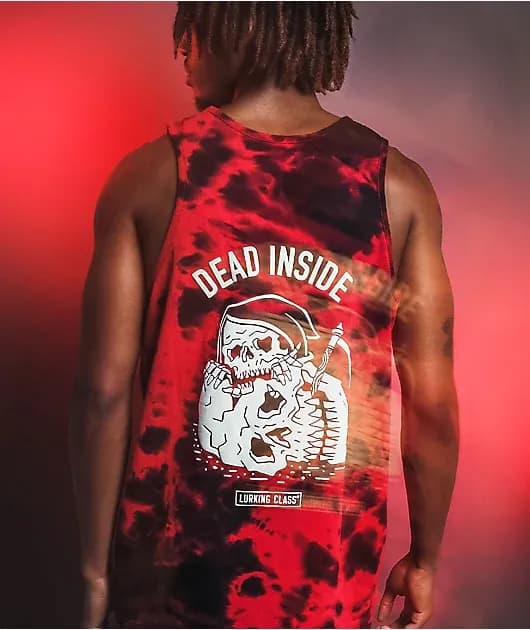 Dead Inside Black Red Tie Dye Tank Top — image 1 of 1