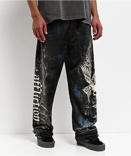 Death Eyes Black Plush Lounge Pants — image 1 of 1