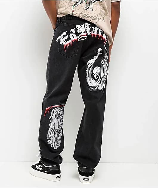 Death Shadow Black Loose Fit Jeans — image 1 of 1