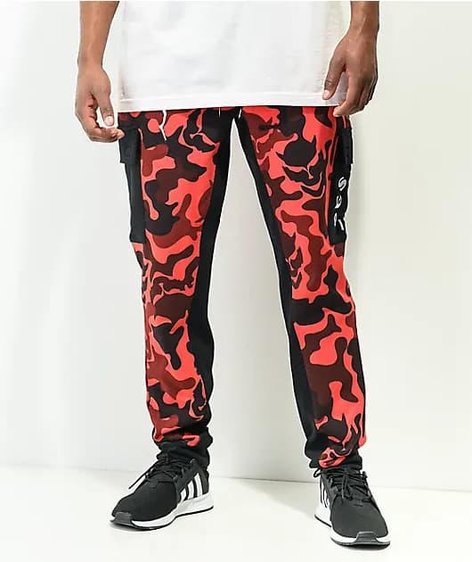 Demon Red Black Camo Cargo Sweatpants — image 1 of 1