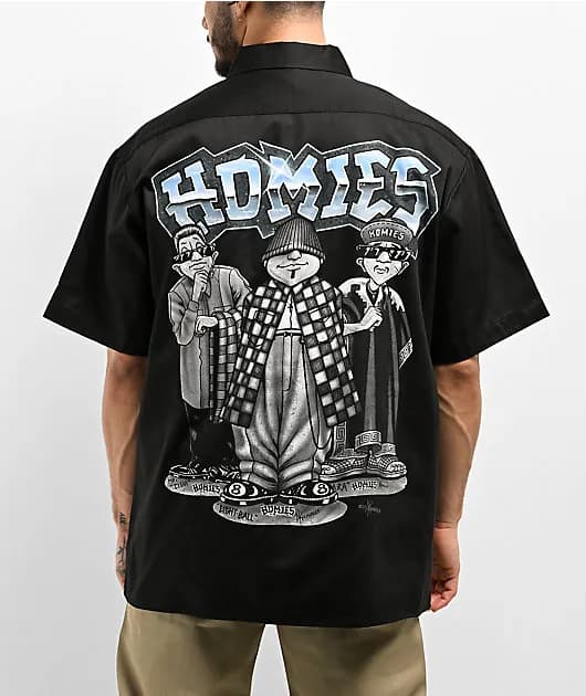 Statement 8ball Trio Black Button Up Short Sleeve Shirt — image 1 of 1