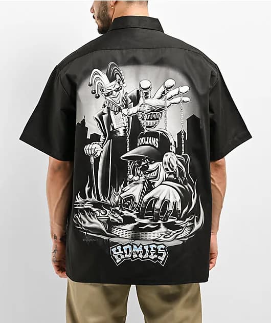 Bold Print Joka Jams Black Button Up Short Sleeve Shirt — image 1 of 1