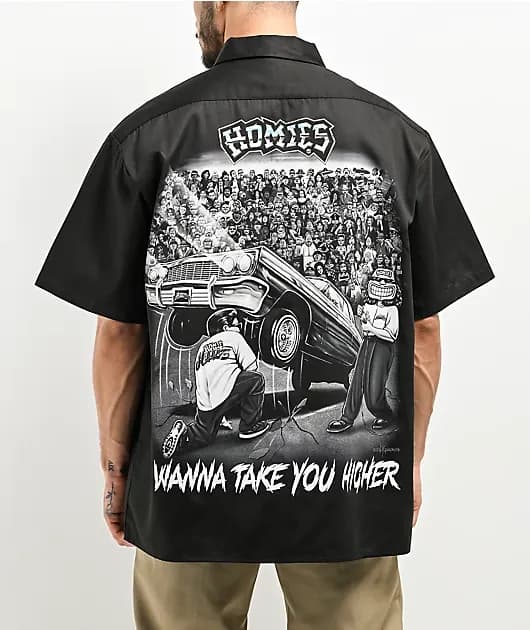 Heritage Wanna Take You Higher Black Button Up Short Sleeve Shirt — image 1 of 1