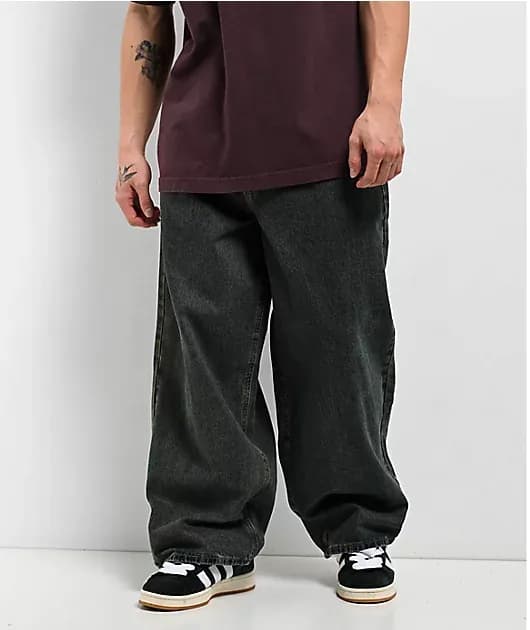 Dirty Dark Blue Wash Ultra Wide Skate Jeans — image 1 of 1