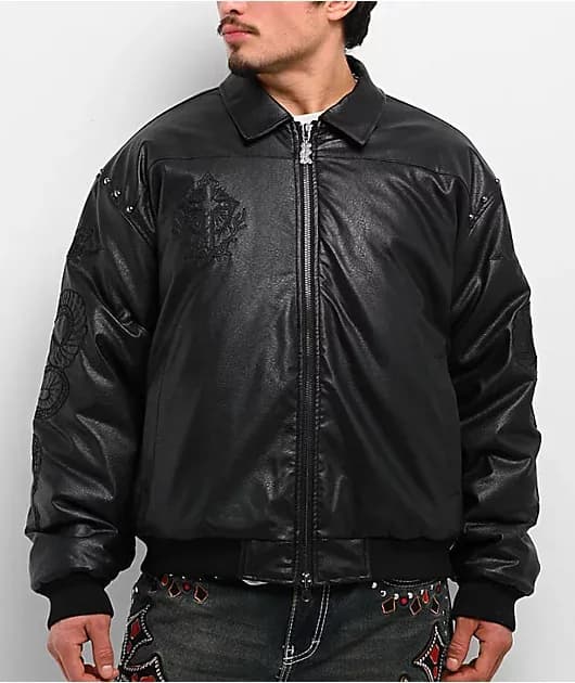 Dismantle Studded Black Bomber Jacket — image 1 of 1