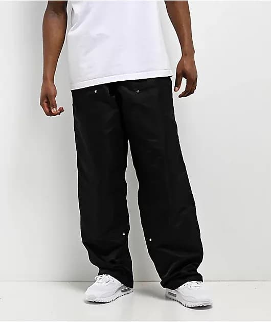 Double Knee Black Nylon Cargo Pants — image 1 of 1