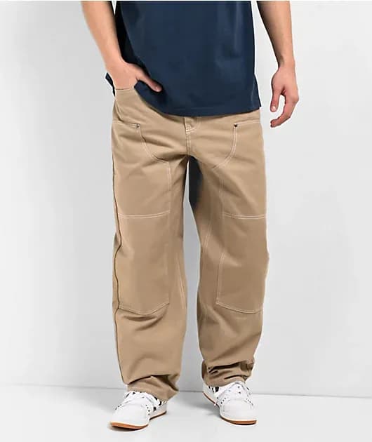 Double Knee Khaki Canvas Skate Pants — image 1 of 1