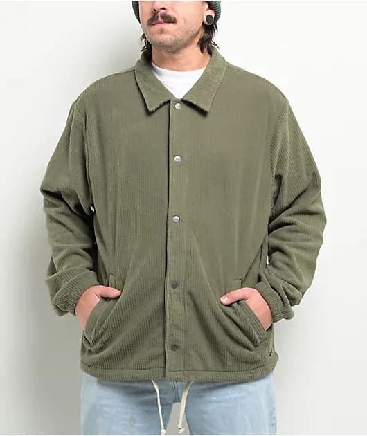 Downtown Olive Fleece Coaches Jacket — image 1 of 1