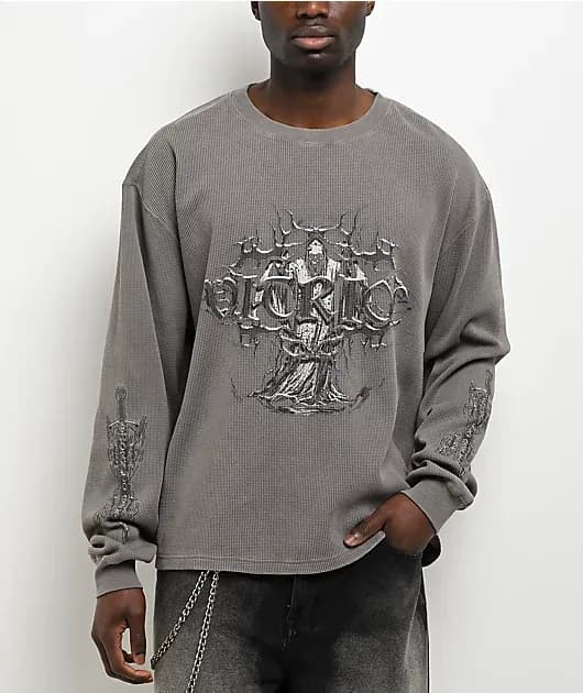 DVF Sword Charcoal Grey Thermal Long Sleeve T-Shirt — image 1 of 1