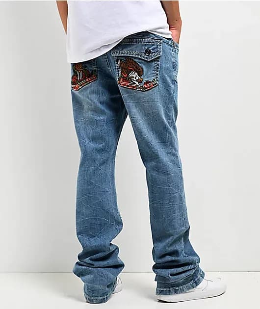Eagle Signal Fracture Stacked Flare Jeans — image 1 of 1