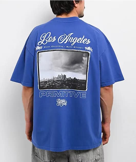 Estevan Oriol City Of Angels Blue Boxy T-Shirt — image 1 of 1