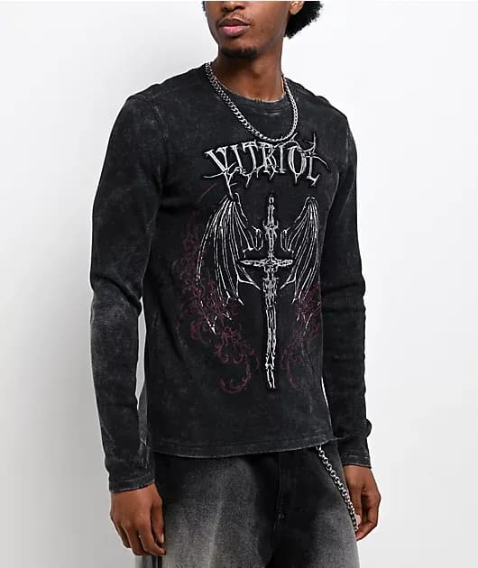 Excalibur Black Wash Thermal Long Sleeve T-Shirt — image 1 of 1