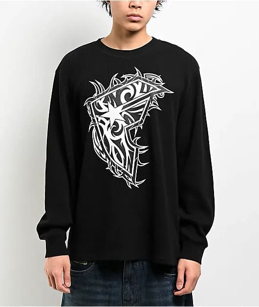 Famous Stars Straps BOH Black Thermal Long Sleeve T-Shirt — image 1 of 1
