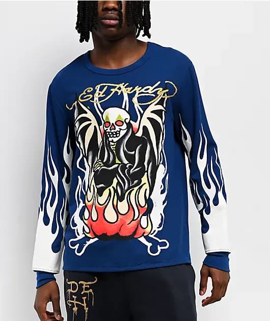 Fire Lord French Blue Thermal Long Sleeve T-Shirt — image 1 of 1