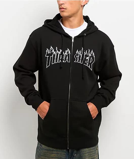 Flame Black Zip Hoodie — image 1 of 1