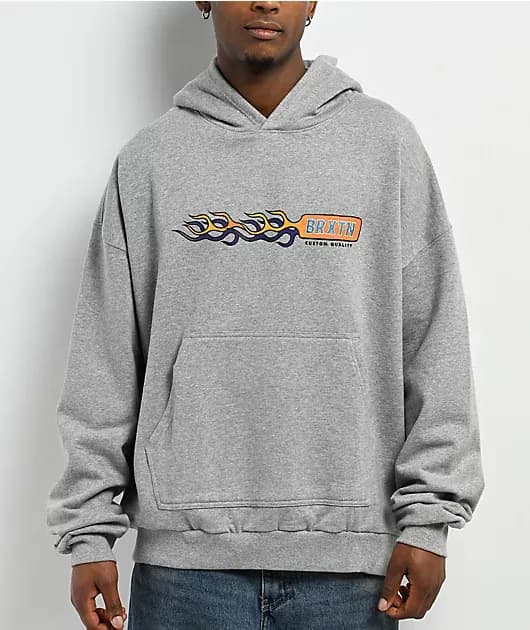 Flames Gunmetal Heather Oversized Hoodie — image 1 of 1