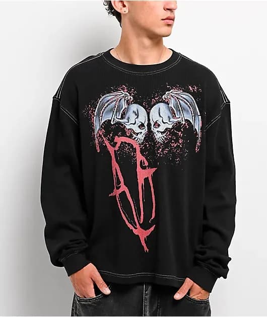 Follow The Rift Black Thermal Long Sleeve T-Shirt — image 1 of 1