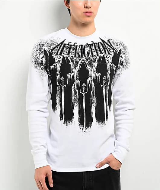 Foreboding White Thermal Long Sleeve T-Shirt — image 1 of 1