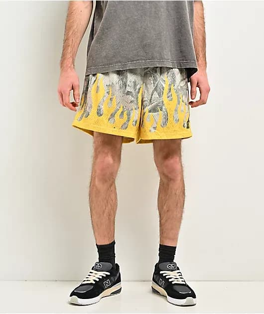 Forest Fire Camo Yellow Mesh Short — image 1 of 1