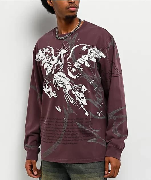 Forsaken Maroon Long Sleeve T-Shirt — image 1 of 1
