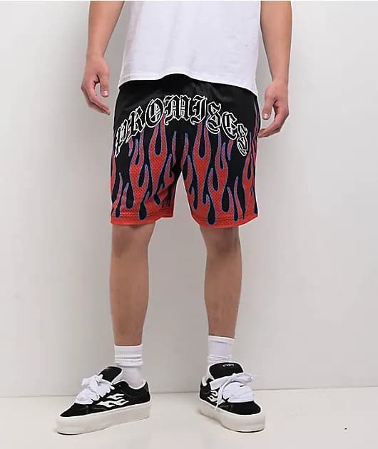 Frenemy Black Red Mesh Shorts — image 1 of 1