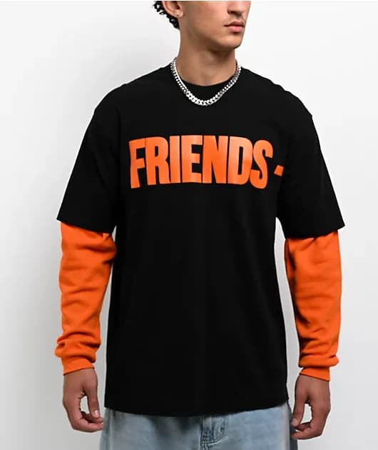 Friends Black Orange 2fer Long Sleeve T-Shirt — image 1 of 1