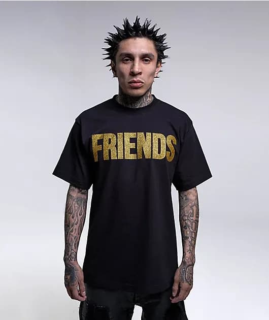 Friends Gold Glitter Black T-Shirt — image 1 of 1