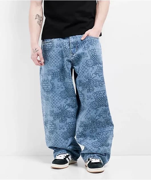 Graf Blue Ultra Wide Skate Jeans — image 1 of 1