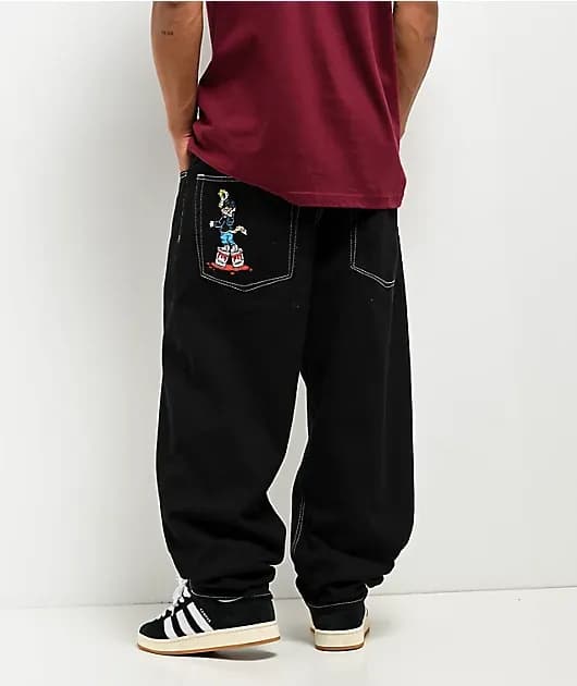 Graffiti Cat Black Ultra Loose Skate Jeans — image 1 of 1