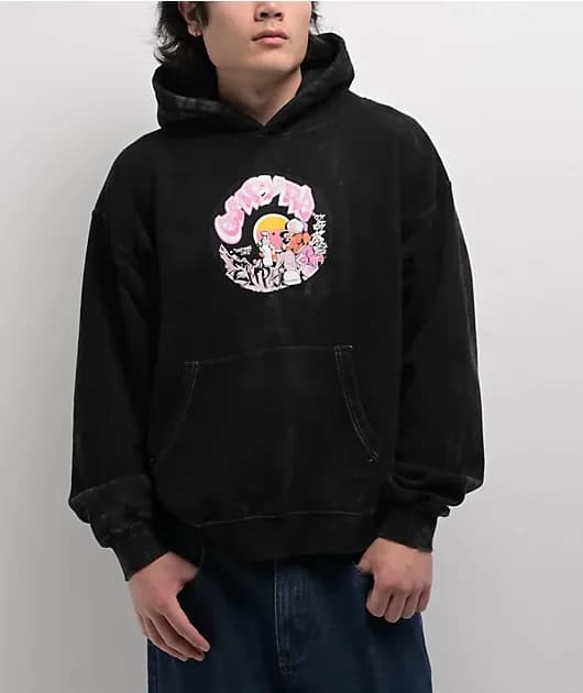 Graffiti Record Black Wash Hoodie — image 1 of 1