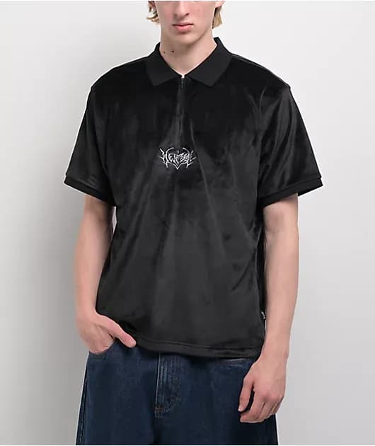 Grain Black Velour Polo Shirt — image 1 of 1