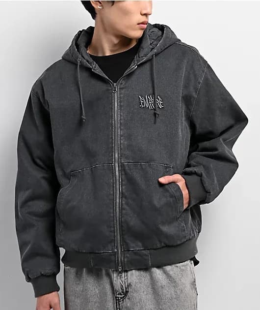 Grate Black Wash Hooded Canvas Jacket — image 1 of 1